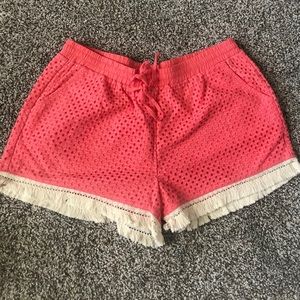 Coral frayed shorts size large